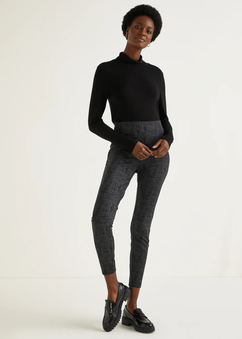 Black Print Ponte Leggings - 8 Image 1