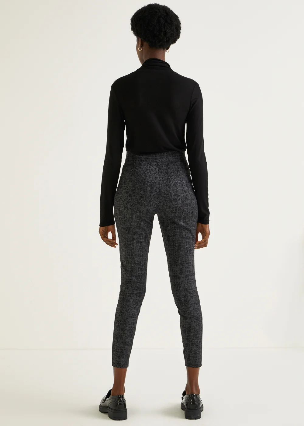 Black Print Ponte Leggings - 8 Image 5