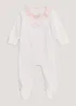 Baby White Velour Sleepsuit (Tiny Baby-12mths) - Tiny Baby Image 1