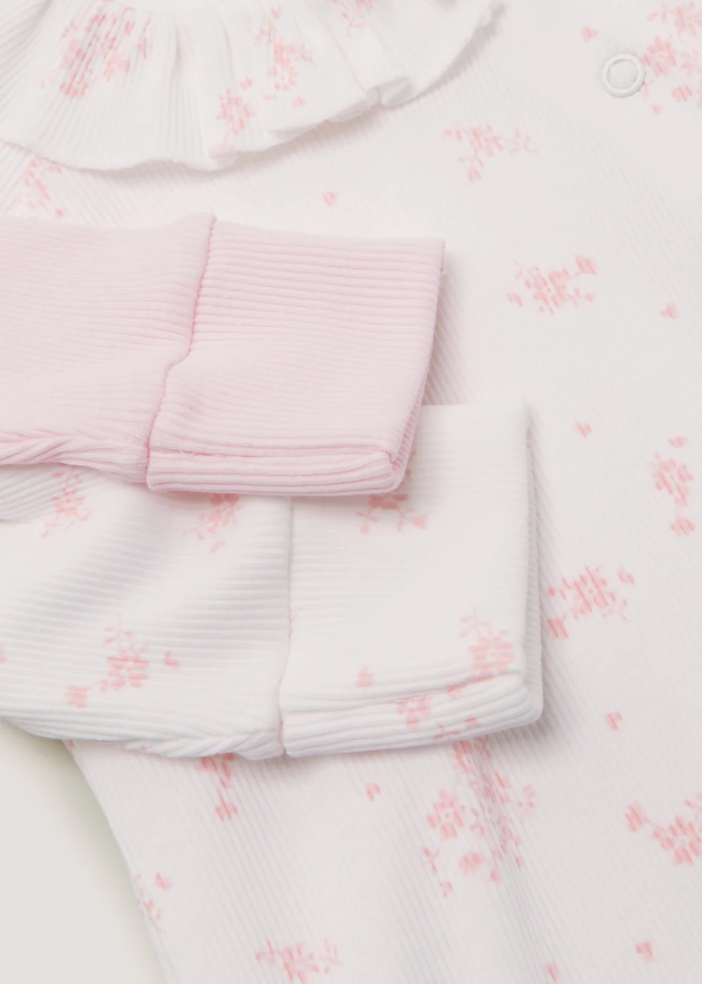 Baby 2 Pack Frill Collar Sleepsuits (Newborn-12mths) - Newborn Image 2