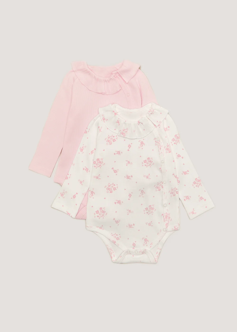 Baby 2 Pack Frill Bodysuits (Tiny Baby-18mths) - 0-3 months Image 1