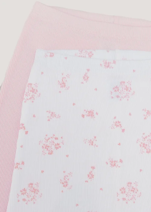 Baby 2 Pack Pink Ribbed Leggings (Tiny Baby-18mths) - 9-12 months Image 2