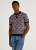 Navy Retro Print Polo Shirt - S Image 1