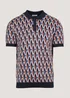 Navy Retro Print Polo Shirt - S Image 5
