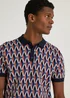 Navy Retro Print Polo Shirt - S Image 3