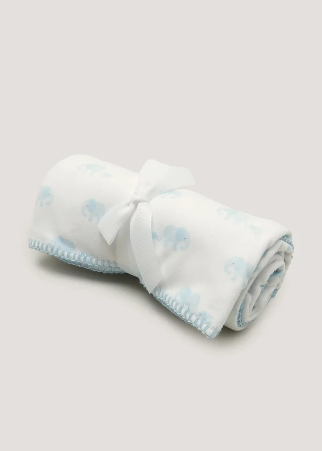 Blue Elephant Fleece Baby Blanket (100cm x 75cm)