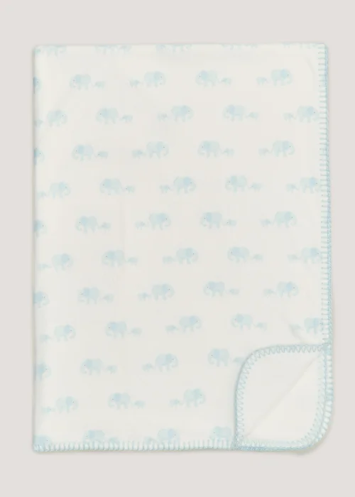 Blue Elephant Fleece Baby Blanket (100cm x 75cm) - One Size Image 1