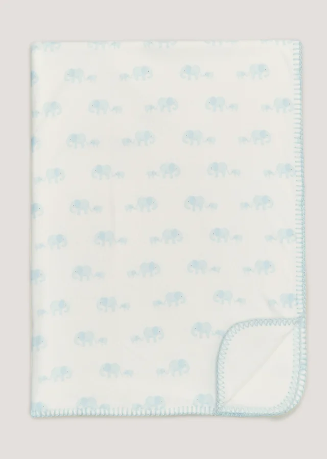 Blue Elephant Fleece Baby Blanket (100cm x 75cm)