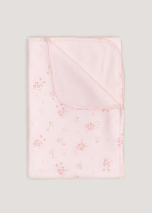 Pink Floral Fleece Baby Blanket (100cm x 75cm) - One Size Image 1