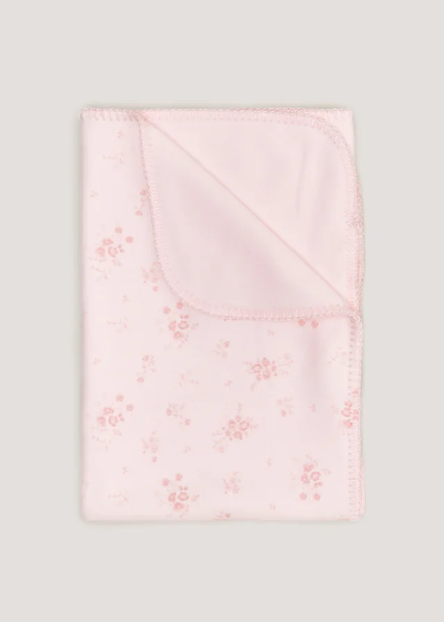 Pink Floral Fleece Baby Blanket (100cm x 75cm)