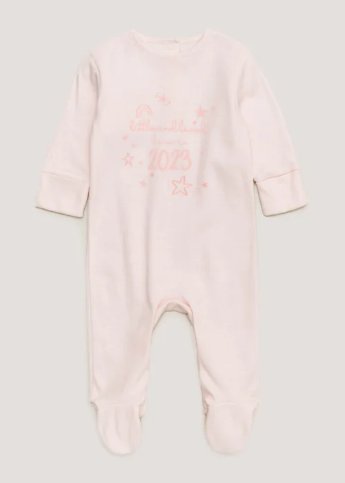 Baby Pink Born in 2023 Sleepsuit (Tiny Baby-18mths) - Tiny Baby Image 1