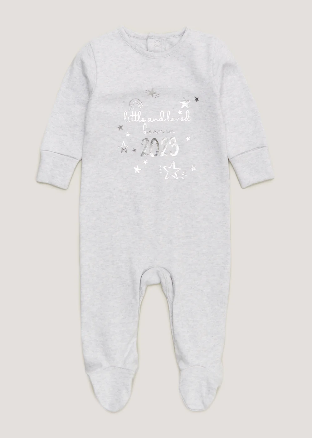 Baby Grey Born in 2023 Sleepsuit (Tiny Baby-18mths) - Tiny Baby Image 1