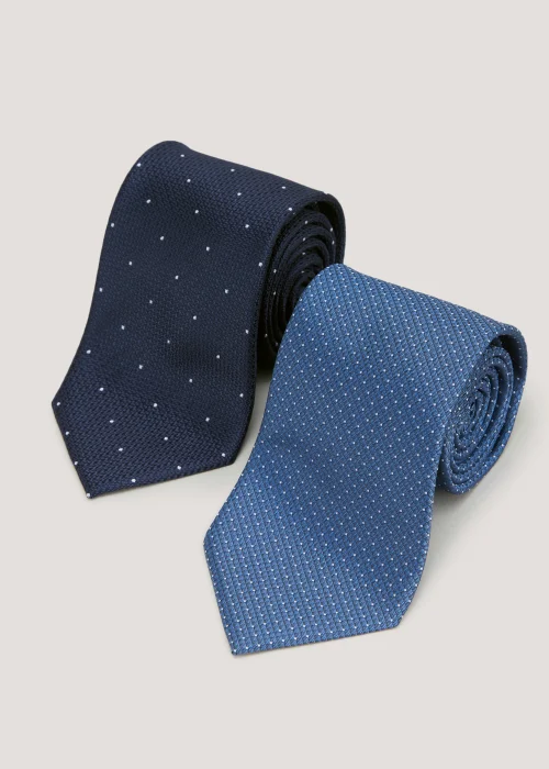 Taylor & Wright 2 Pack Navy & Blue Ties - One Size Image 1