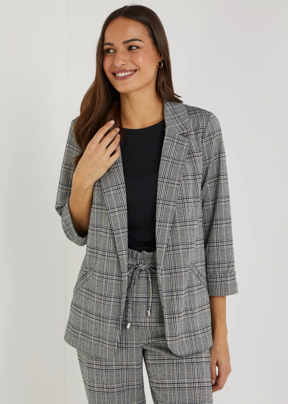 Grey Check Ponte Blazer - 8 Image 1