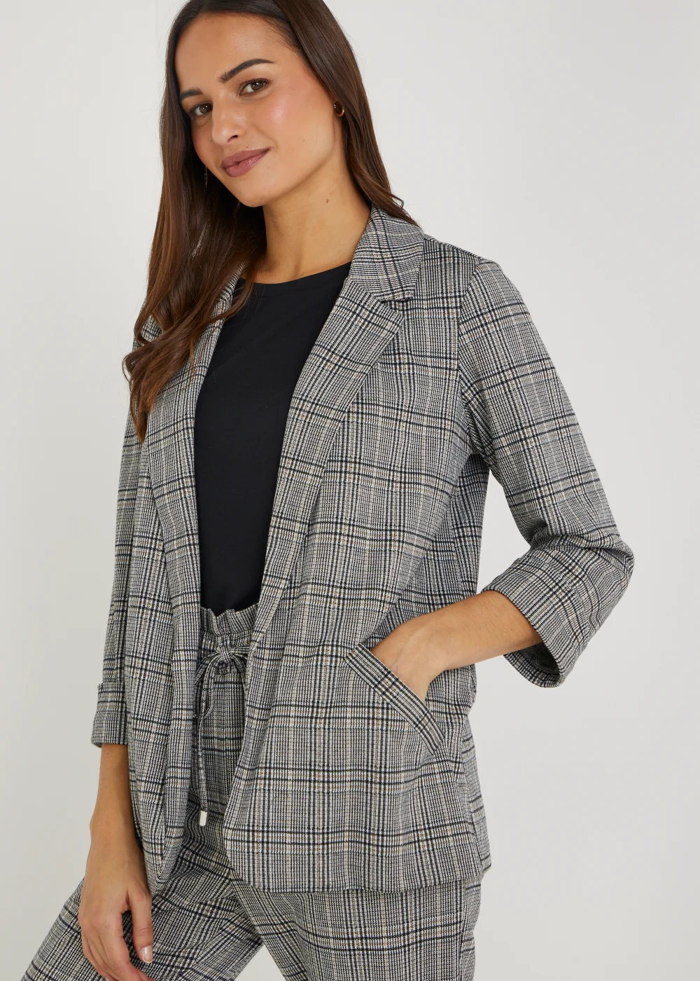 Grey Check Ponte Blazer - 8 Image 4