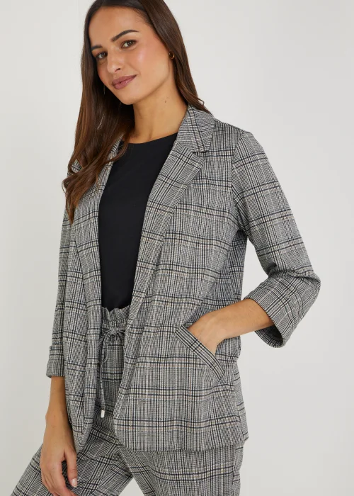 Grey Check Ponte Blazer - 8 Image 4