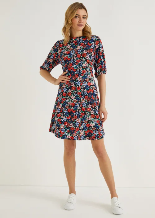 Multicoloured Floral Super Soft Mini Dress - 8 Image 1