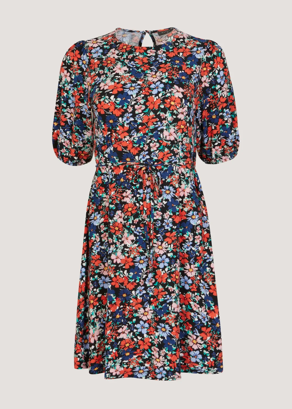 Multicoloured Floral Super Soft Mini Dress - 8 Image 3