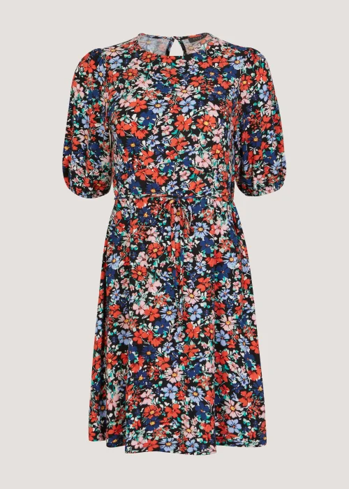 Multicoloured Floral Super Soft Mini Dress - 8 Image 3