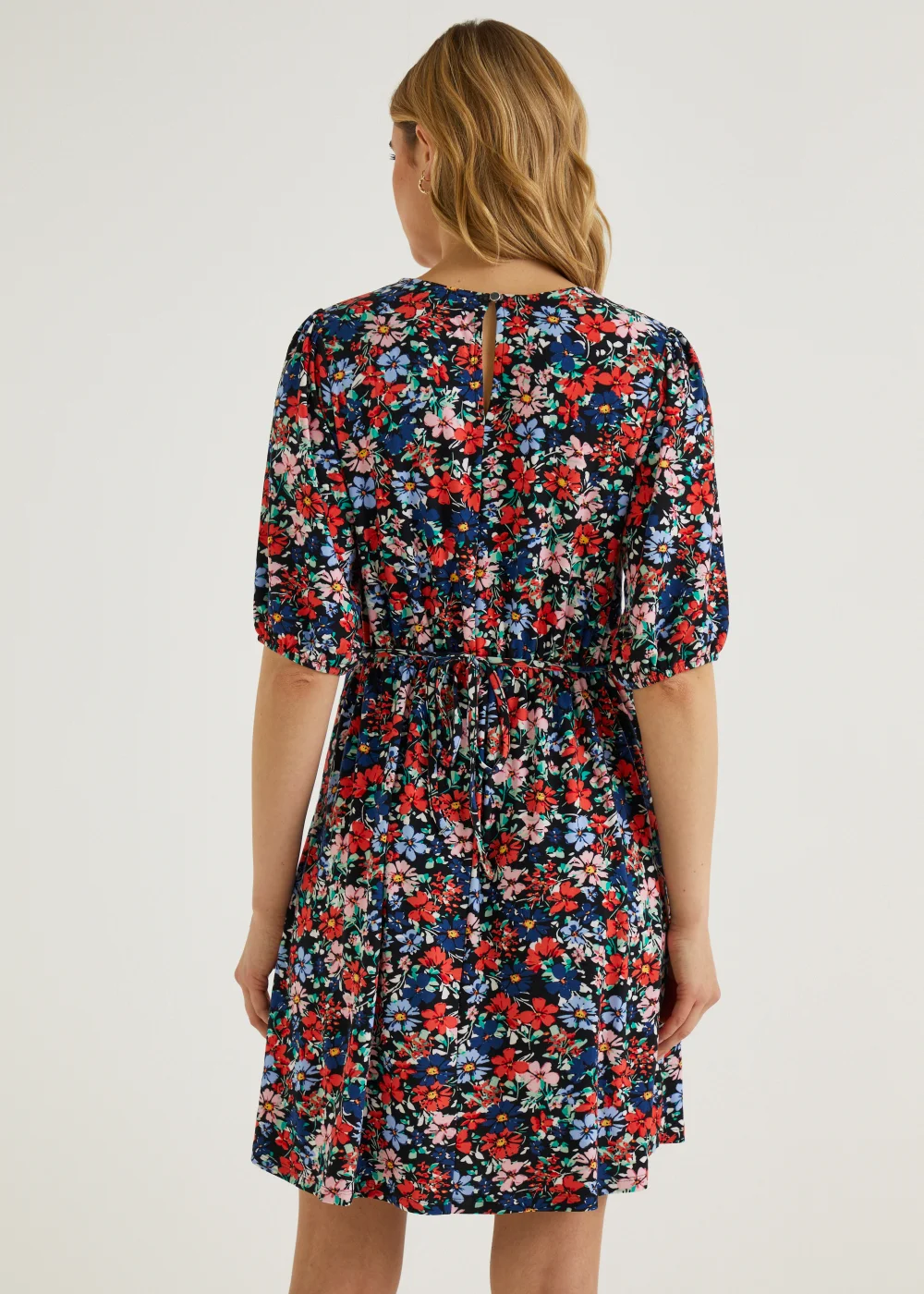 Multicoloured Floral Super Soft Mini Dress - 8 Image 4