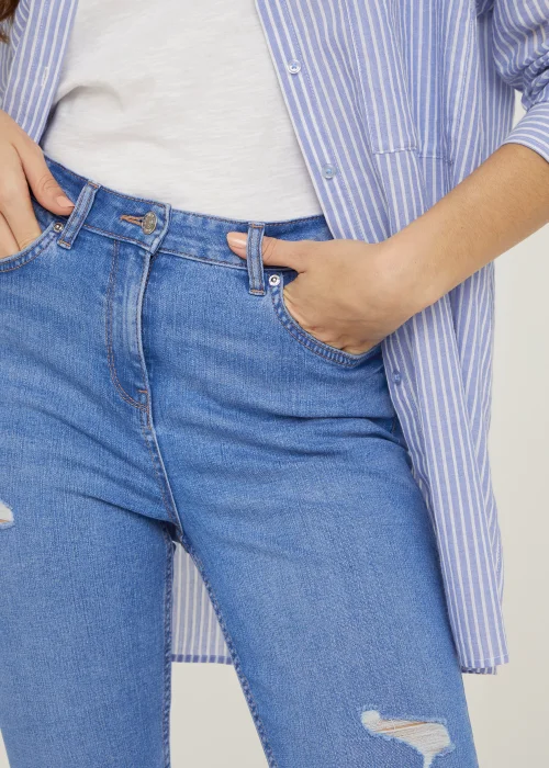 April Bright Blue Ripped Super Skinny Jeans - Size 08 29 leg Image 5