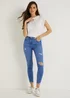 April Bright Blue Ripped Super Skinny Jeans - Size 08 29 leg Image 1