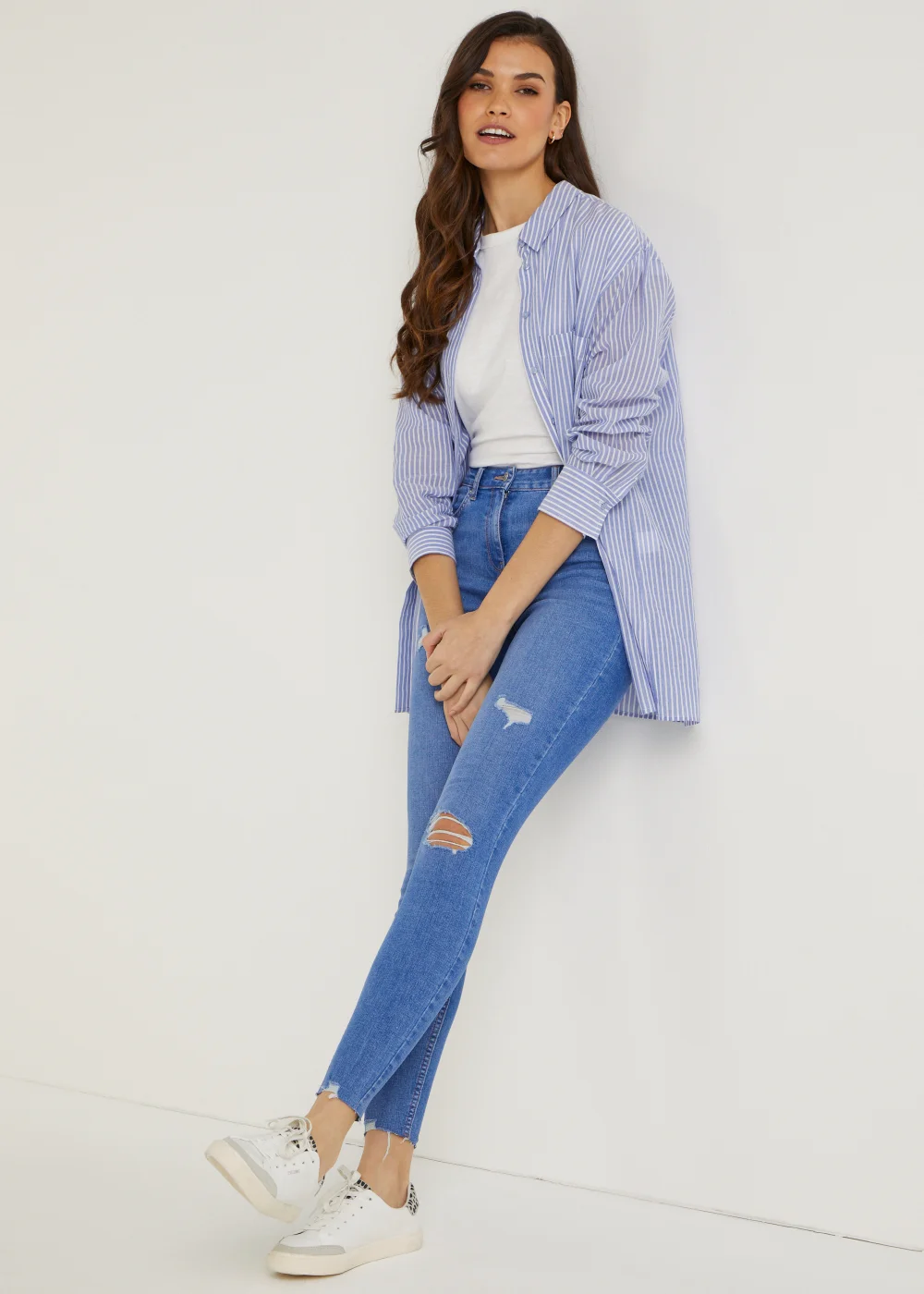 April Bright Blue Ripped Super Skinny Jeans - Size 08 29 leg Image 3