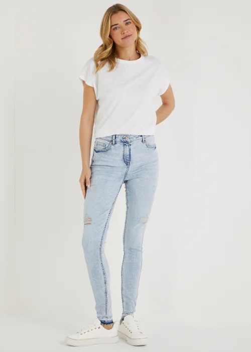 April Vintage Wash Ankle Grazer Ripped Super Skinny Jeans - Size 8 Image 3