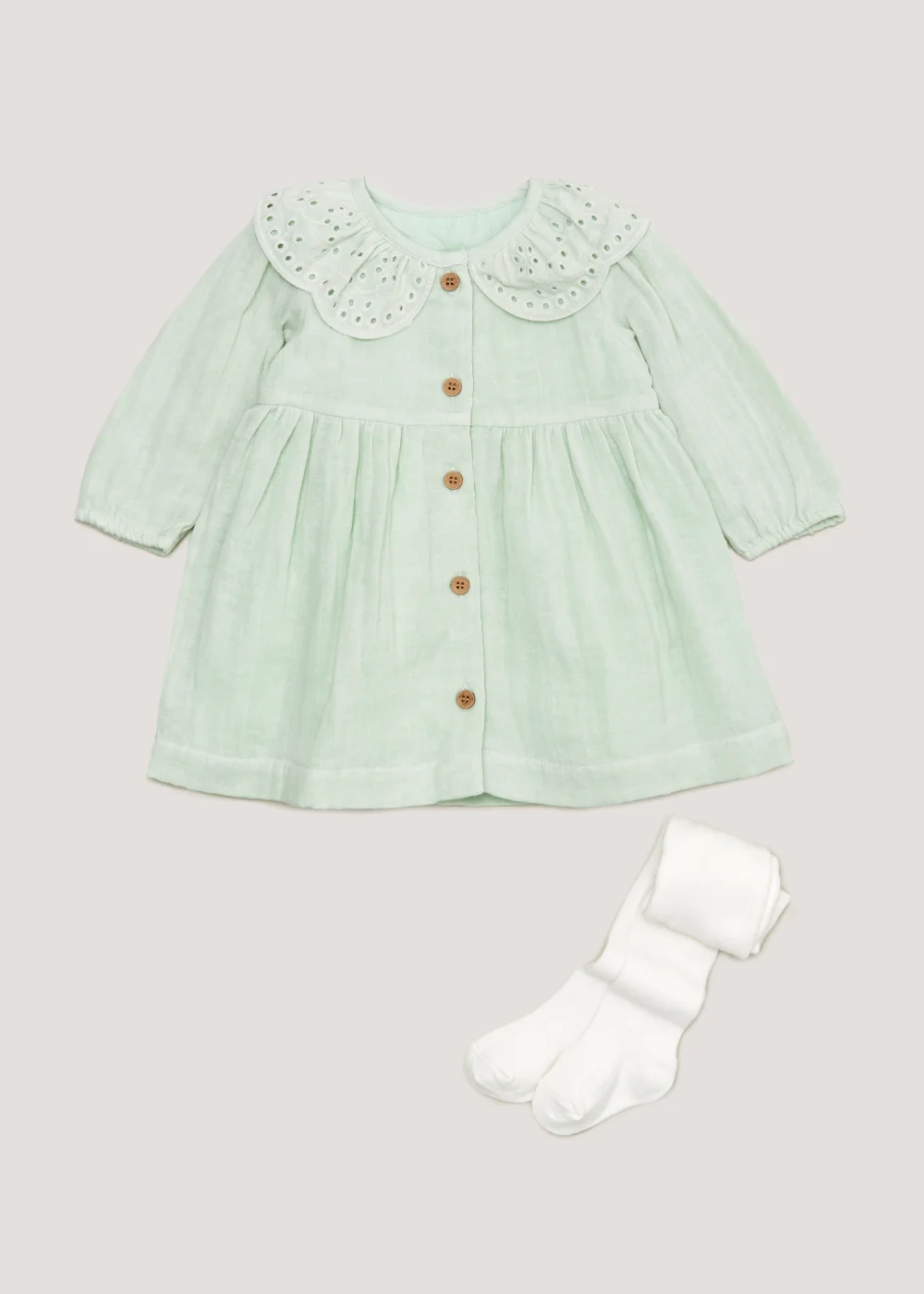 Baby Sage Dress & Tights Set (Newborn-23mths) - Newborn | Matalan Baby Sage Dress & Tights Set (Newborn-23mths) - Newborn | Matalan