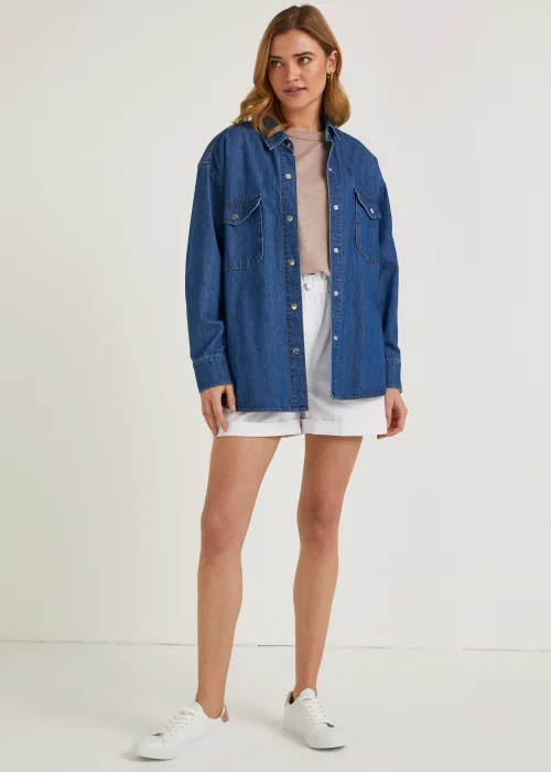 White Paperbag Denim Shorts - 8 Image 4