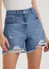 Mid Wash Ripped Denim Shorts - 8 Image 2