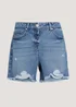 Mid Wash Ripped Denim Shorts - 8 Image 4