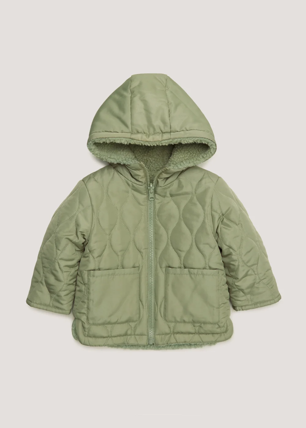 Boys Khaki Reversable Padded Borg Jacket (9mths-6yrs) - Age 18 - 23 Months Image 1