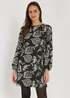 Black Folk Print Mini Dress - 8 Image 1