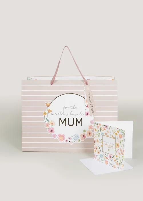 Pink Mum Gift Bag with Card & Tissue Paper Image 1