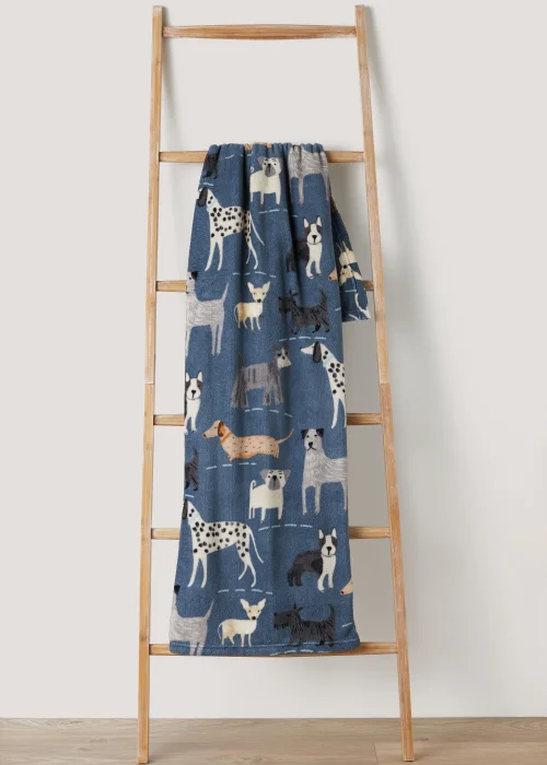Blue Dog Print Throw Image 1