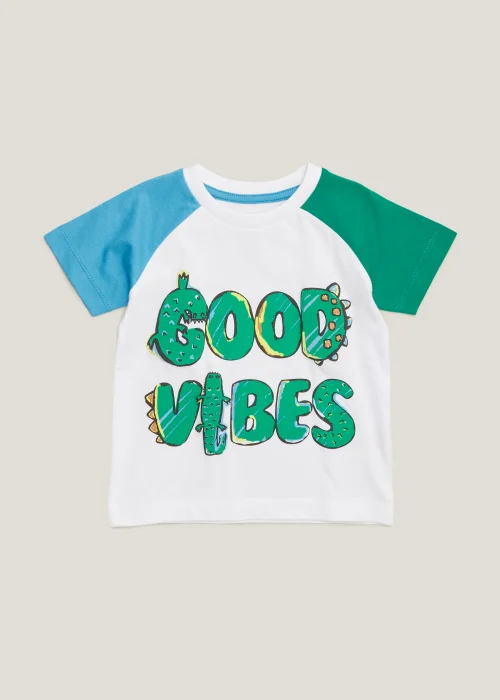 Boys White Good Vibes T-Shirt (9mths-6yrs) - Age 9 - 12 Months Image 1