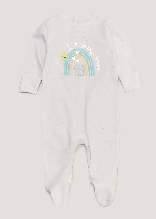 Baby White Coming Home Sleepsuit (Tiny Baby-18mths) - Tiny Baby Image 1