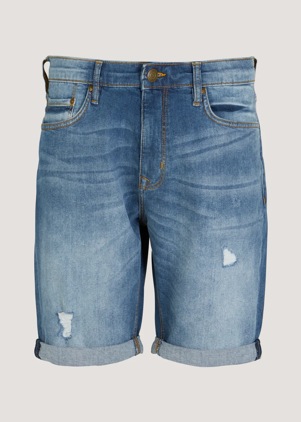Mid Wash Ripped Denim Shorts - 30 Image 3