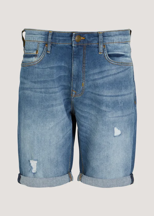 Mid Wash Ripped Denim Shorts - 30 Image 3