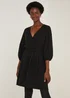 Papaya Petite Black Ribbed Mini Wrap Dress - 6 Image 1