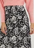 Black Floral Flared Midi Skirt - Size 8 Image 5
