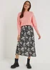Black Floral Flared Midi Skirt - Size 8 Image 4
