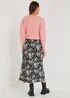 Black Floral Flared Midi Skirt - Size 8 Image 3