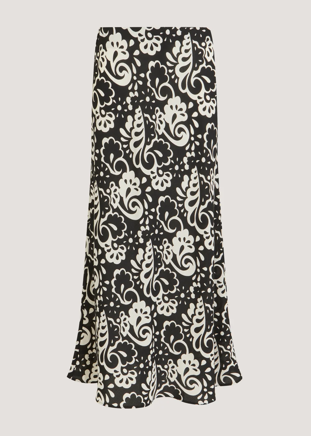 Black Floral Flared Midi Skirt - Size 8 Image 2