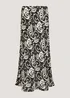 Black Floral Flared Midi Skirt - Size 8 Image 2