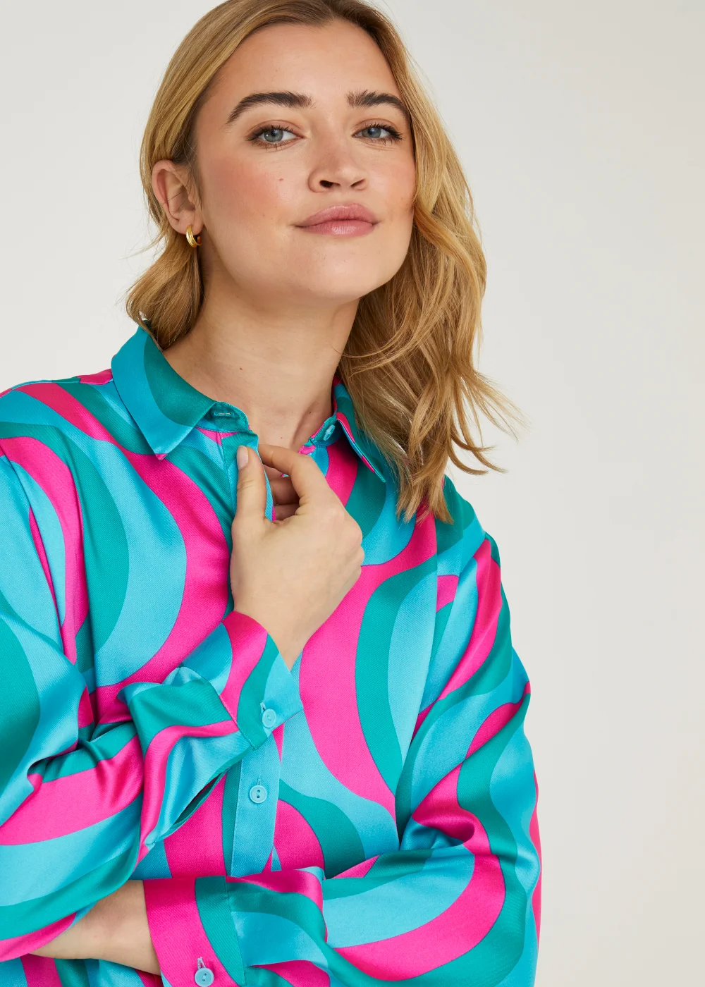 Be Beau Multicoloured Swirl Satin Shirt - 6 Image 4