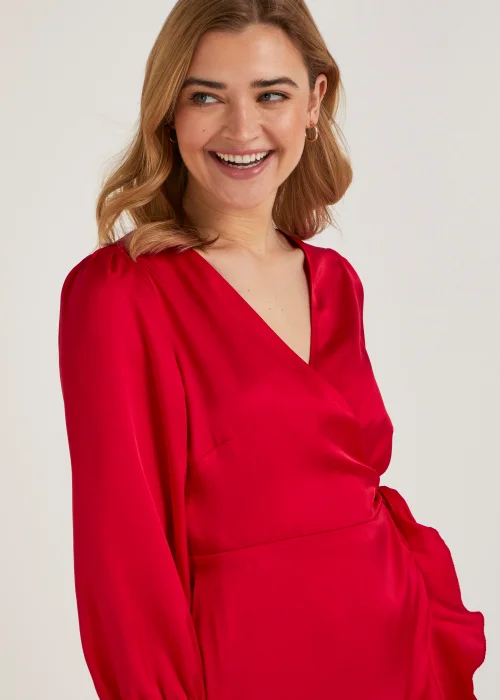 Be Beau Red Frill Satin Mini Dress - 6 Image 4