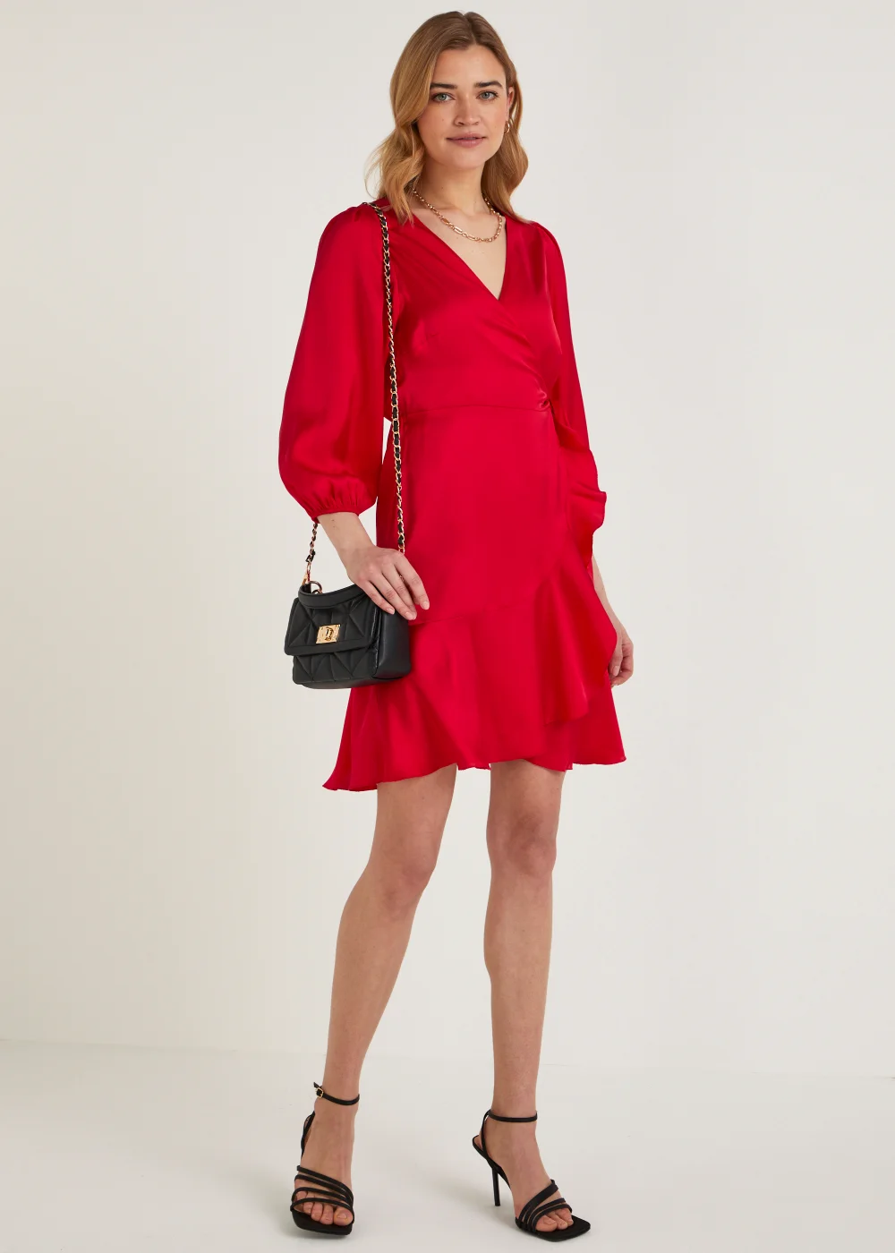 Be Beau Red Frill Satin Mini Dress - 6 Image 5