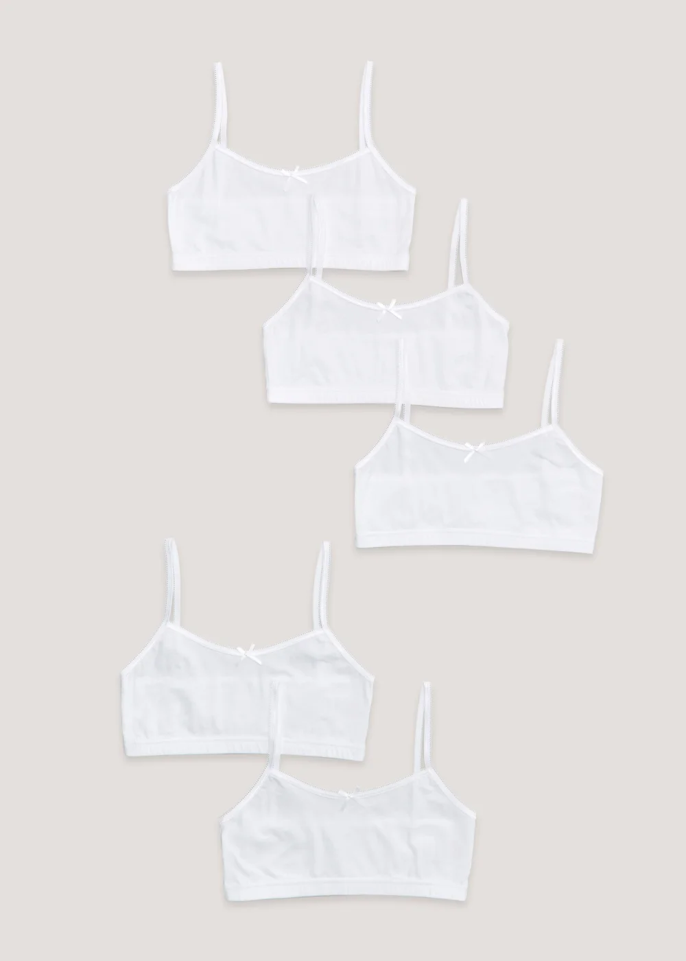 Girls 5 Pack White Seamless Crop Tops (6-13yrs) - 6-7 Yrs Image 1